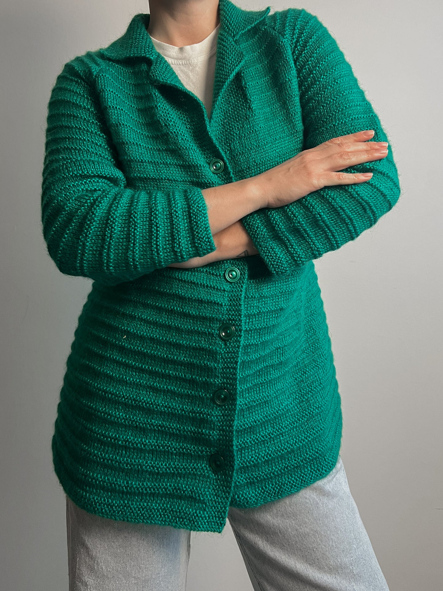 Wool and mohair green cardigan