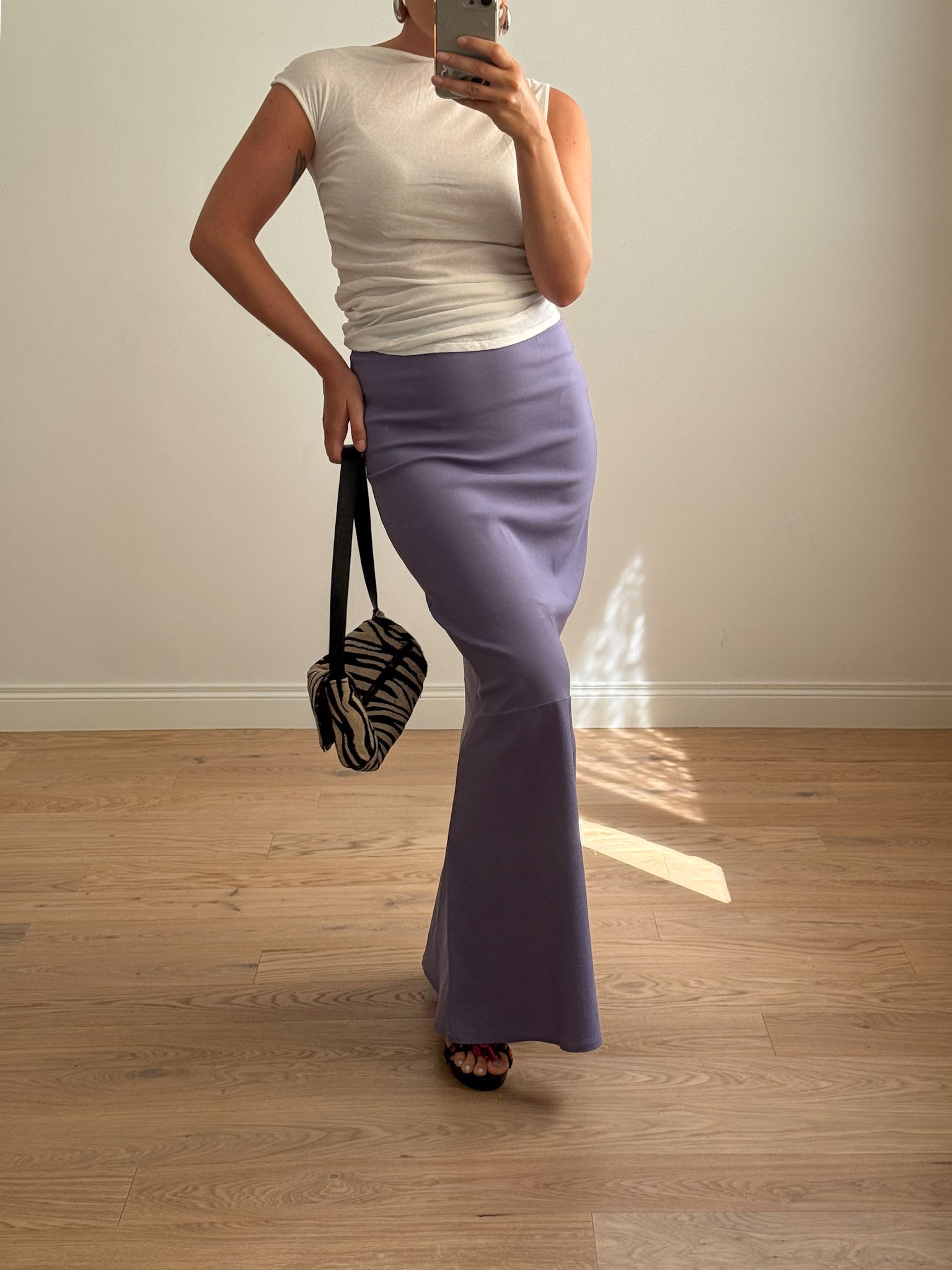 Strech lilac long skirt