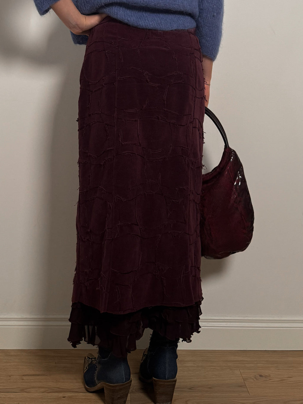 Velvet burgundy skirt