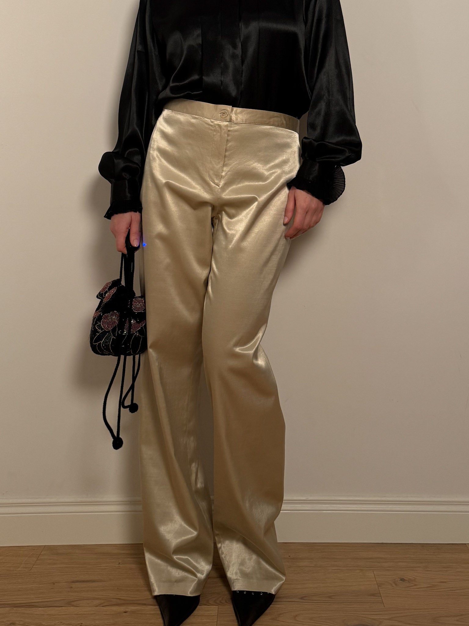 Viscose and cotton gold pants