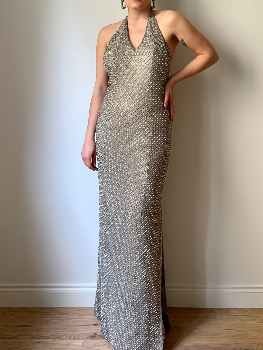 Tailored silver long dress