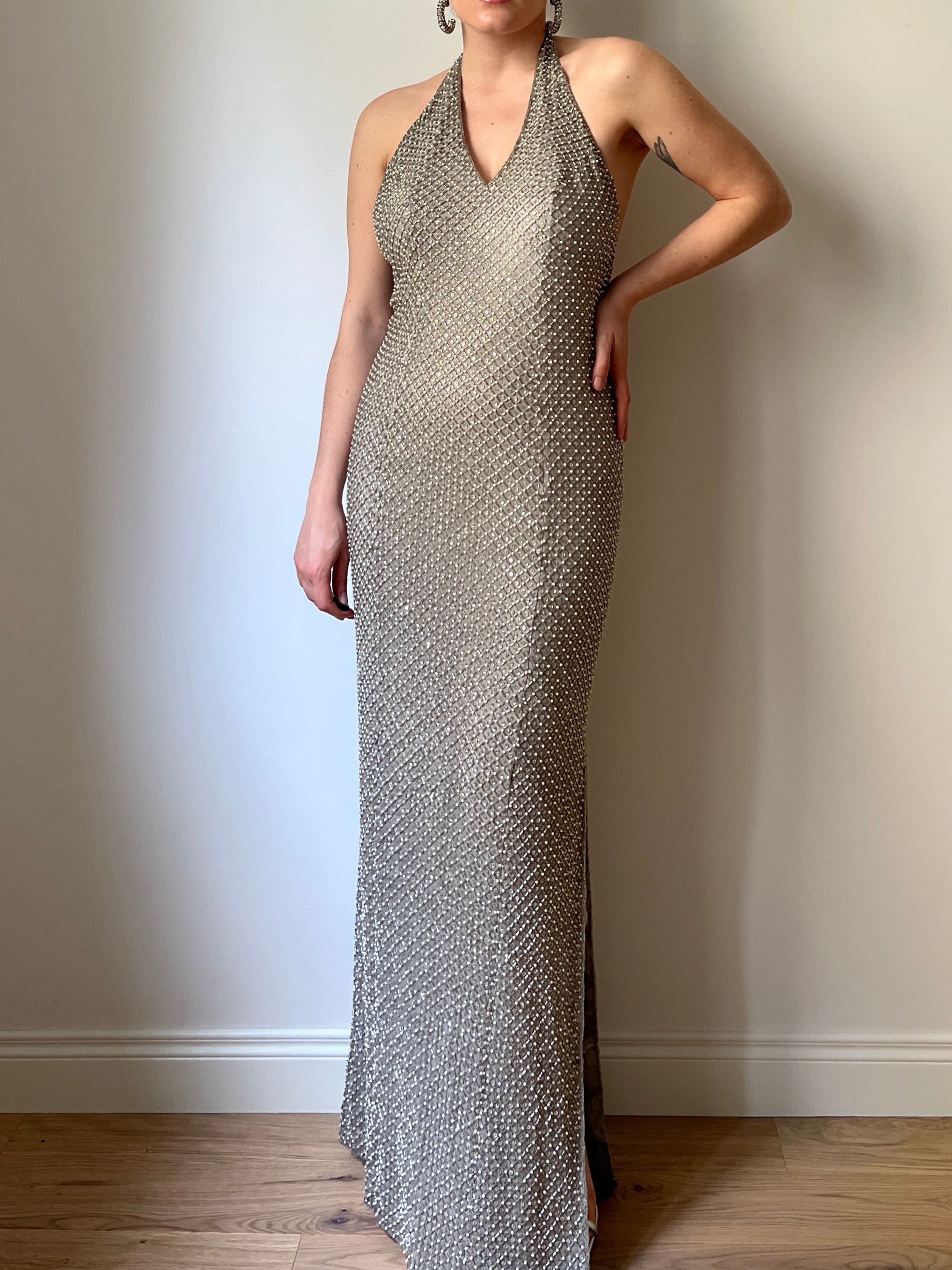 Tailored silver long dress