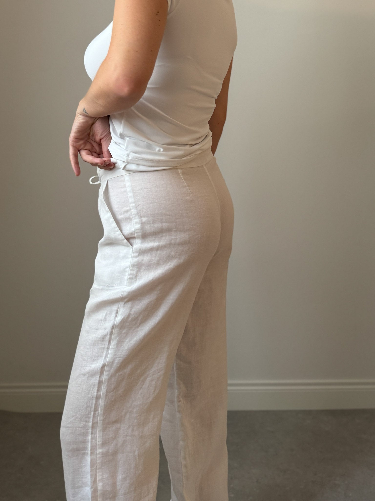 Pure linen white pants