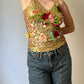 Floral sequins gold top