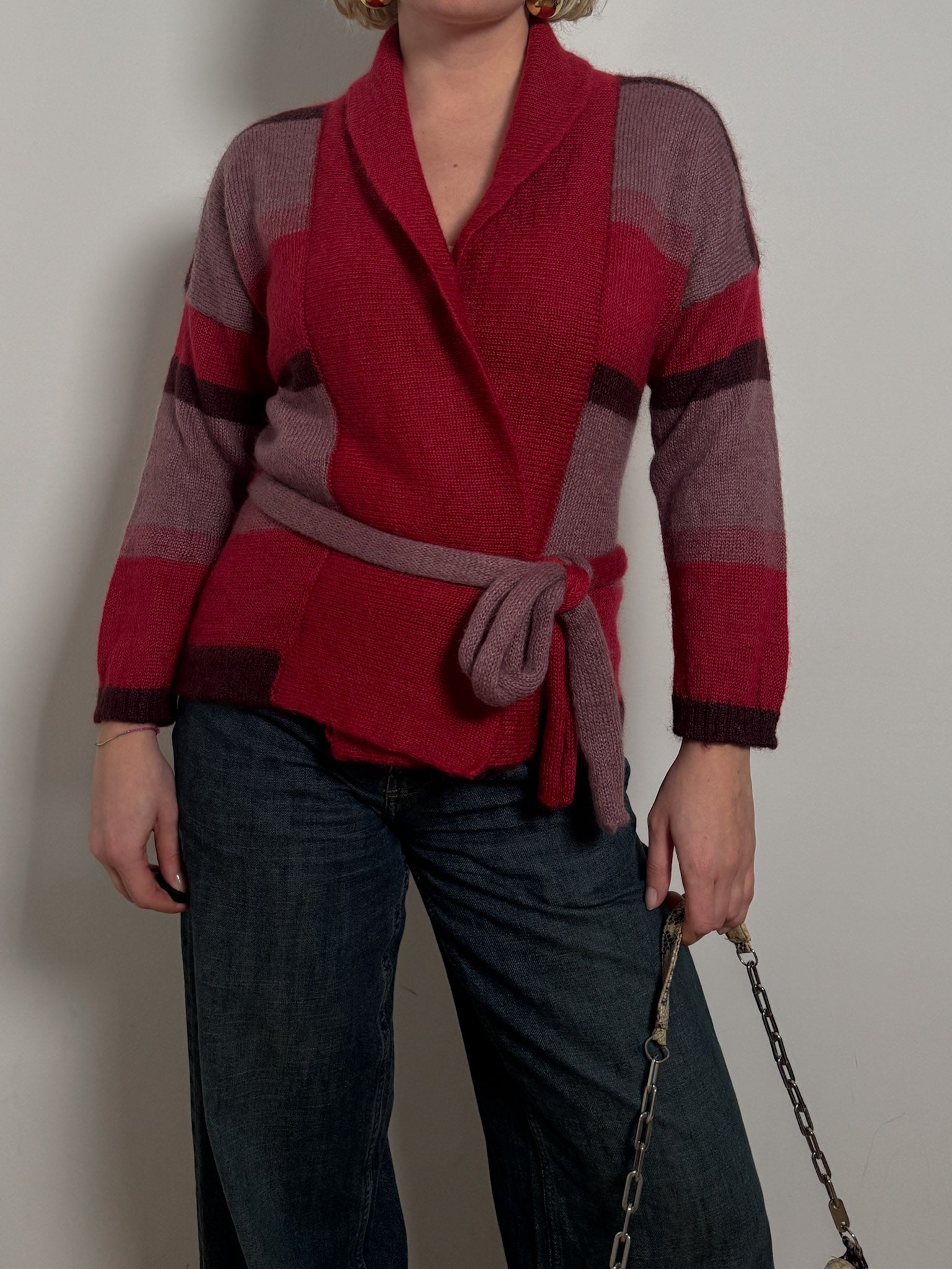 Pure wool striped cardigan