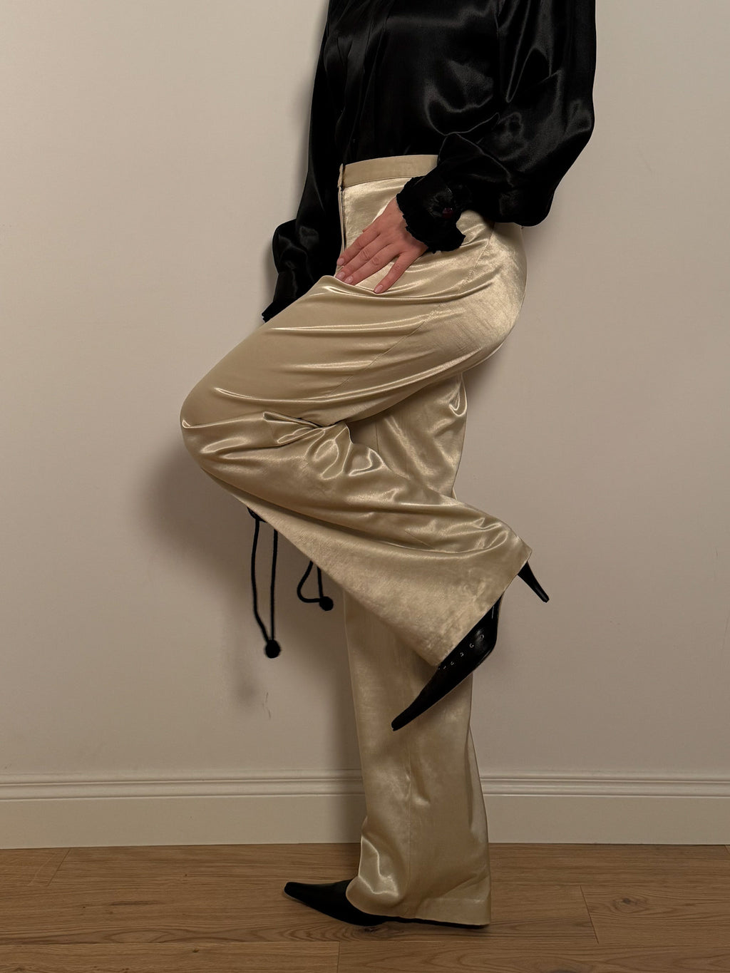 Viscose and cotton gold pants
