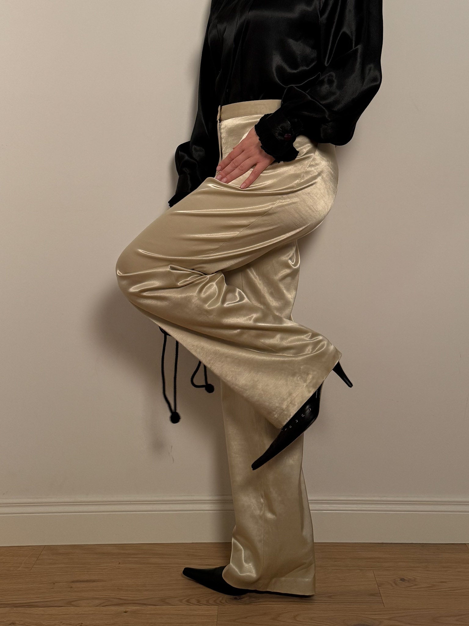 Viscose and cotton gold pants