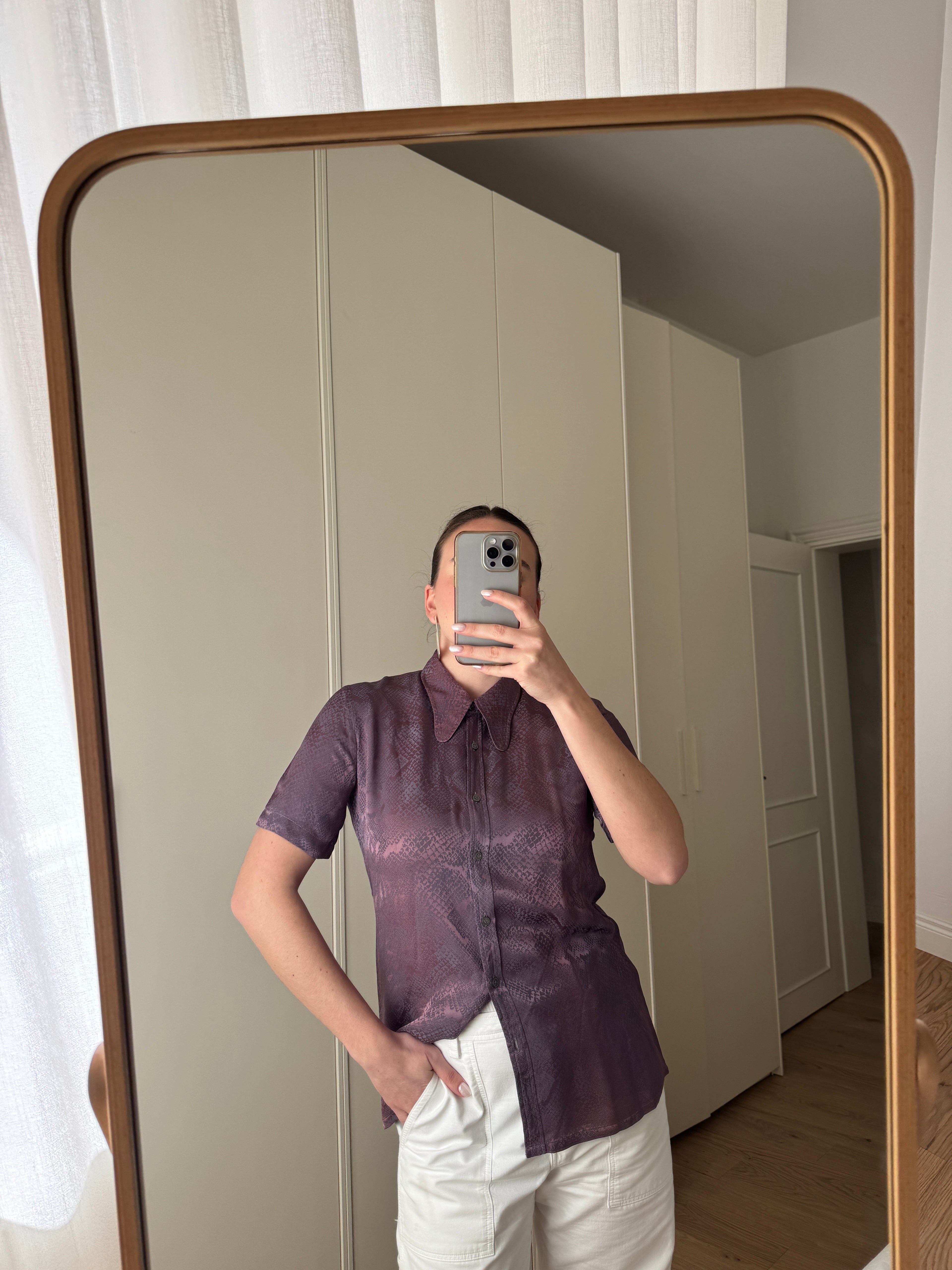 Camicia in pura seta animalier