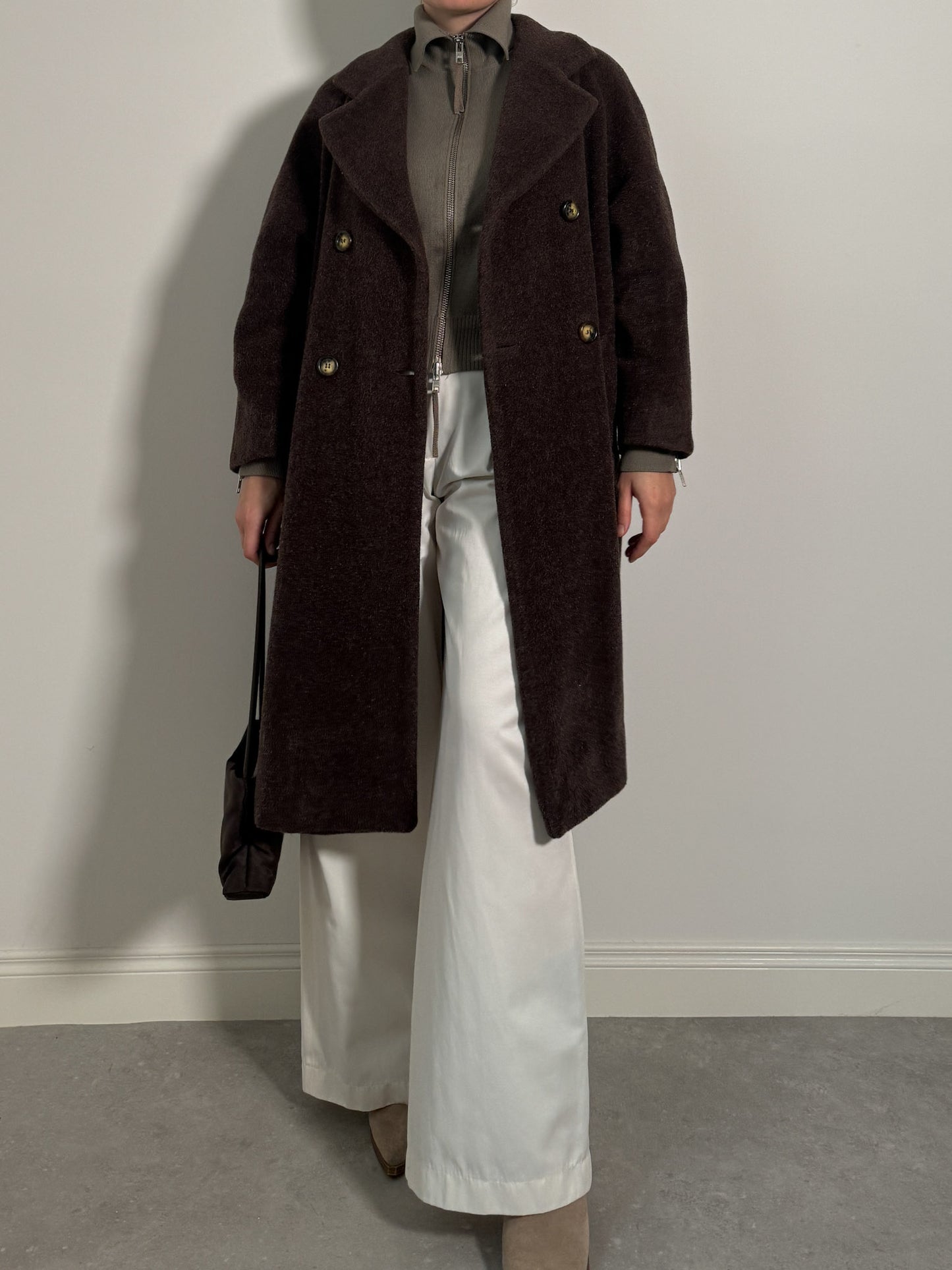 Marella wool, alpaca and mohair chocolate coat