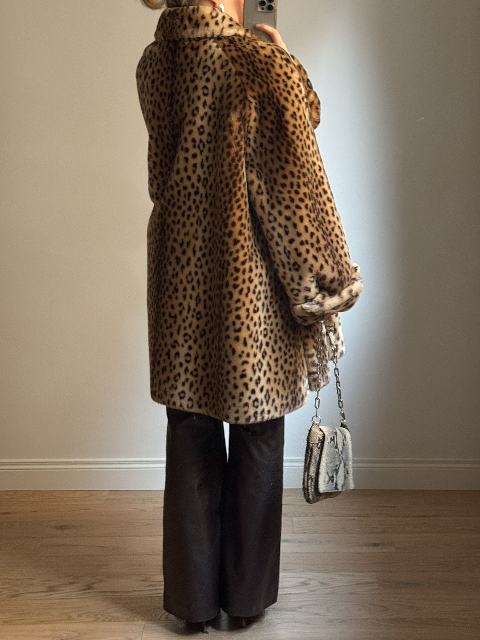 Faux fur leopard coat