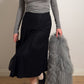 Pure virgin wool black pleated skirt
