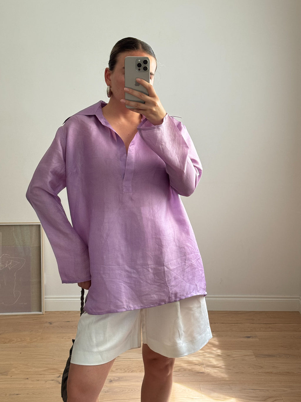 Pure silk lilac shirt