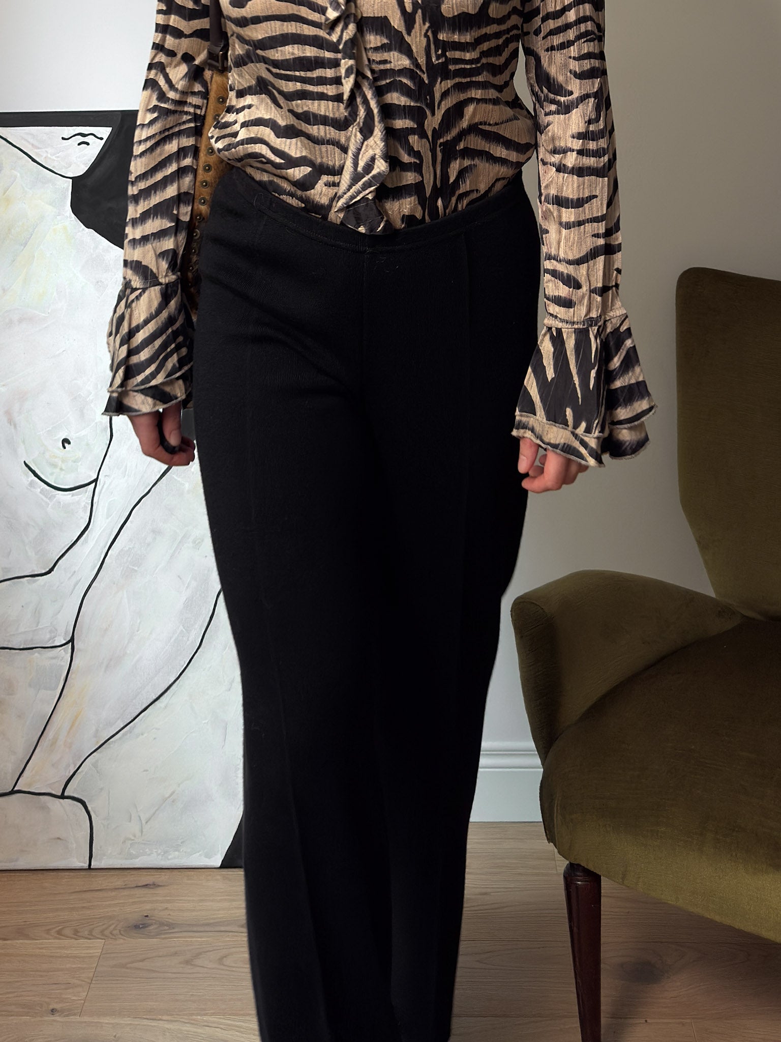 Pure merino wool black pants