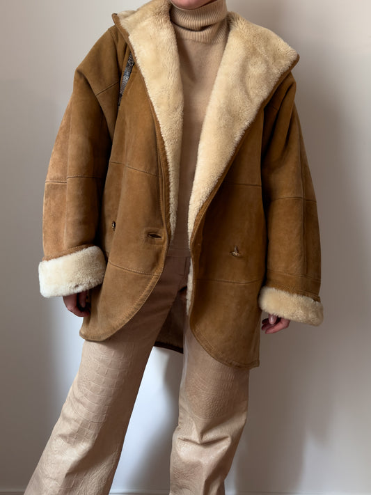 Real shearling caramel coat