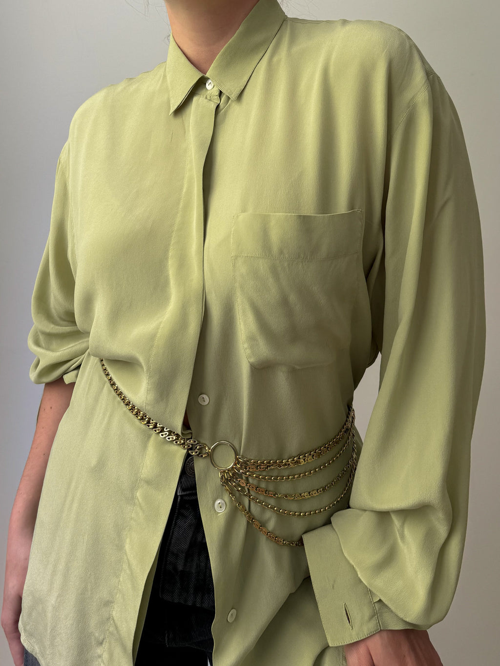 Pure silk green shirt