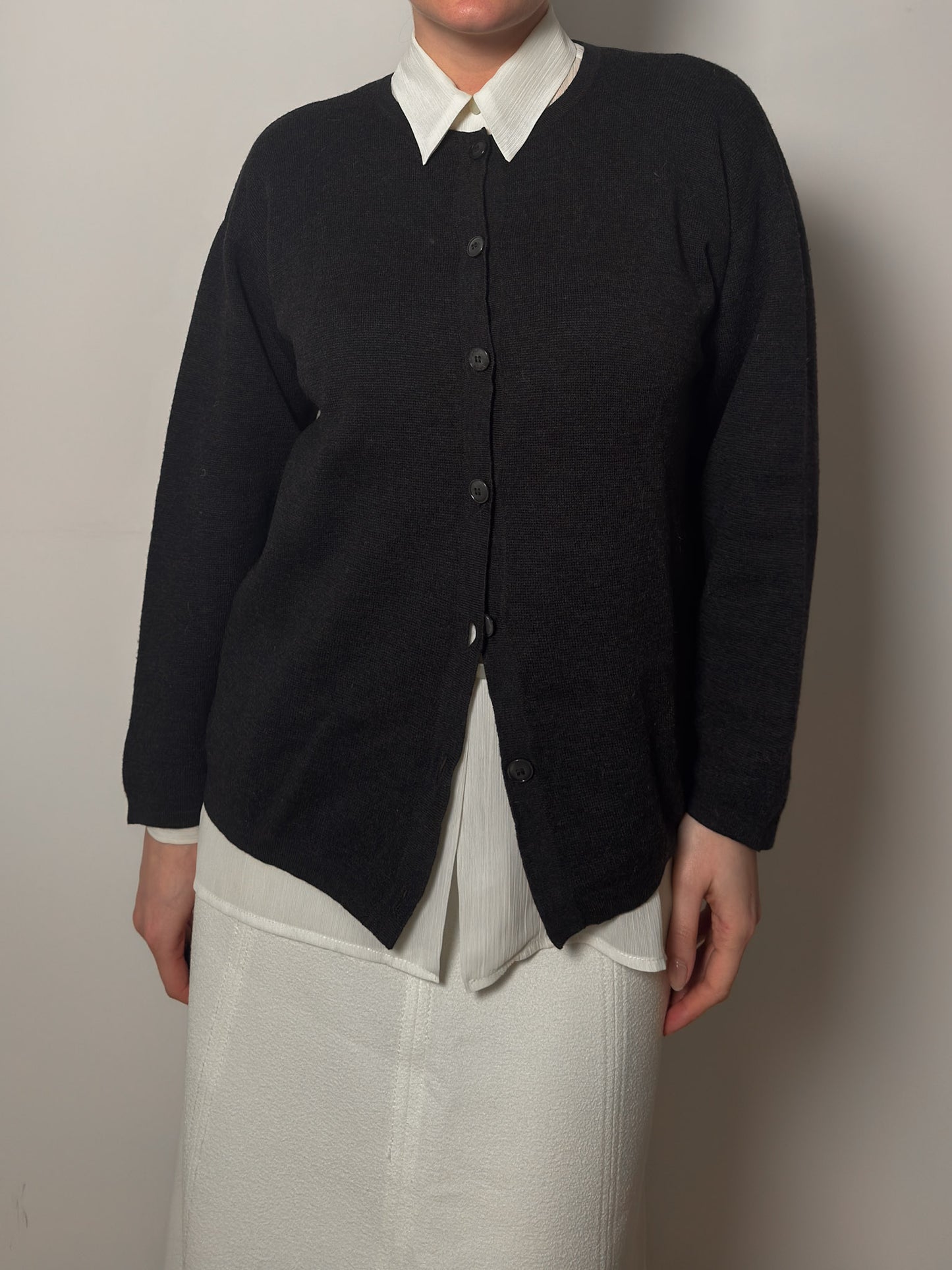 Pure merino wool anthracite cardigan
