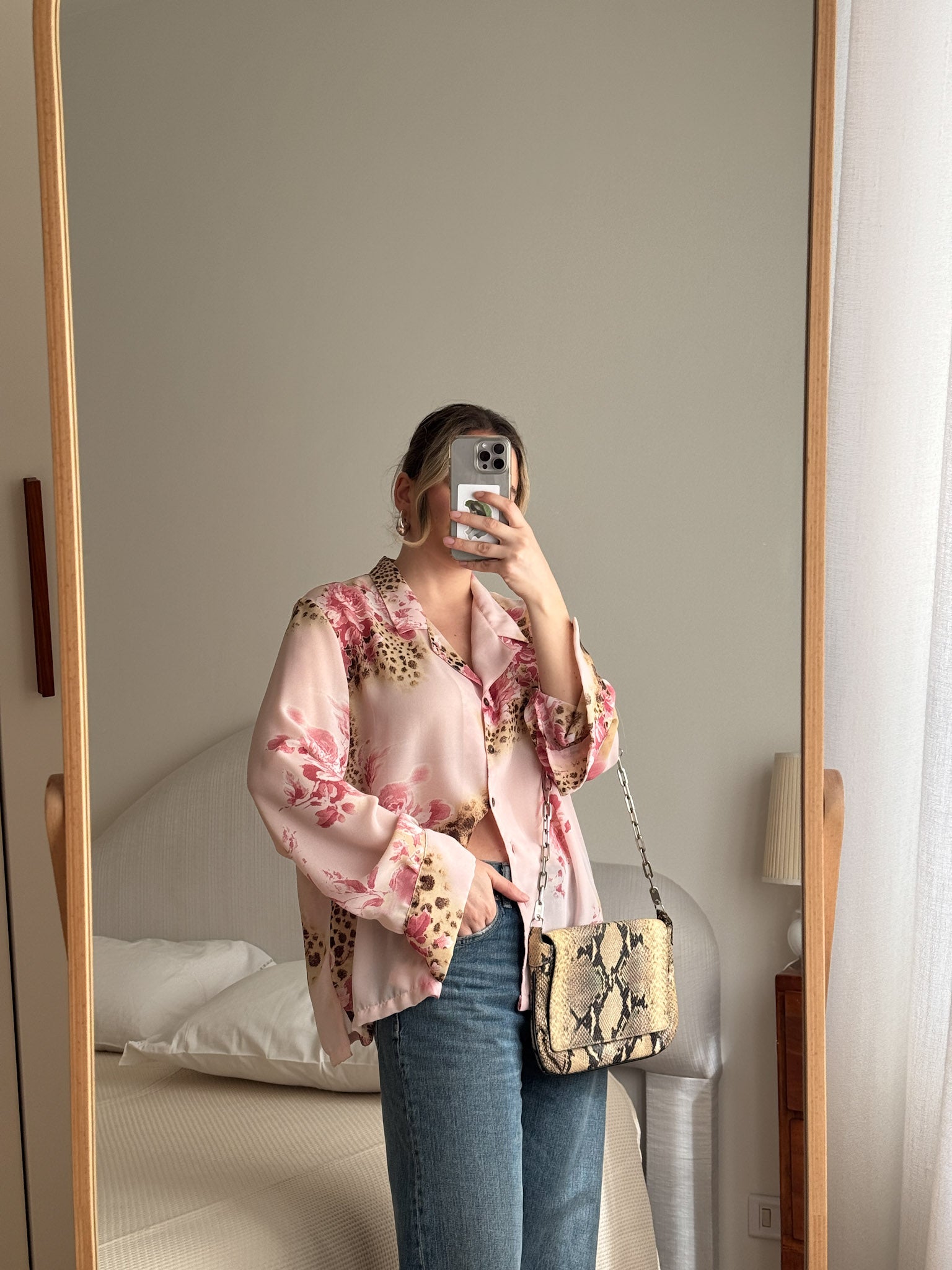 Viscose pink animalier shirt