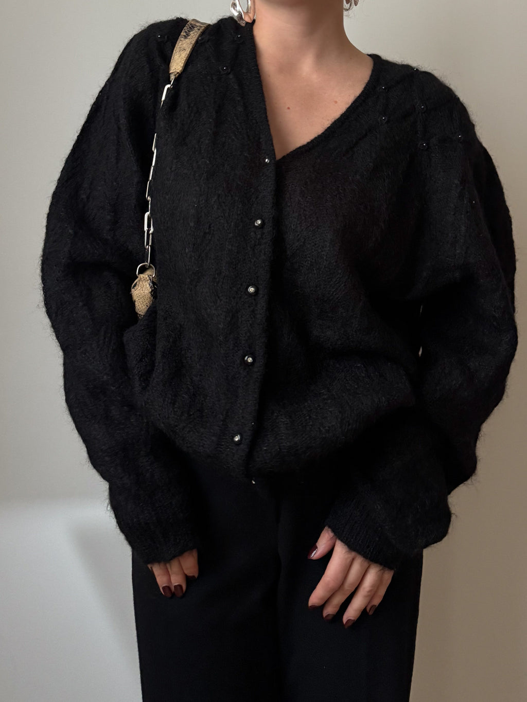 Kid mohair black cardigan