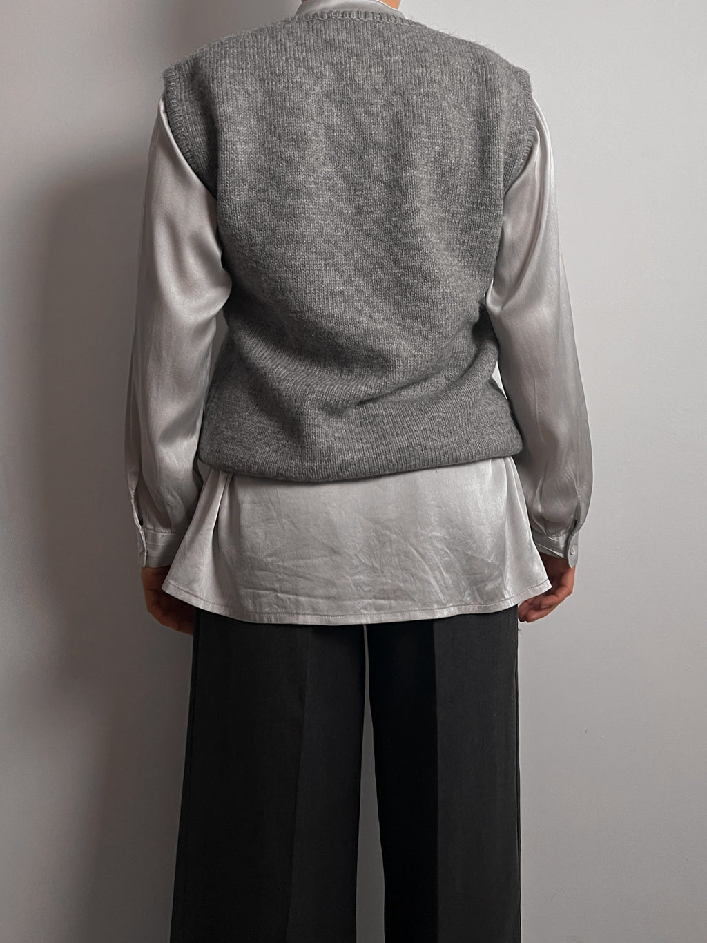 Pure wool embroidered grey vest