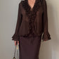 Silk ad viscose chocolate blouse