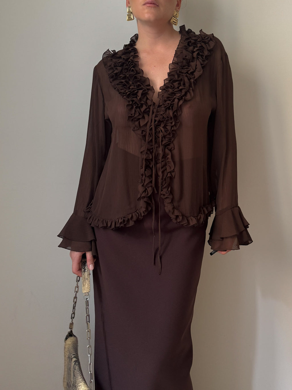 Silk ad viscose chocolate blouse