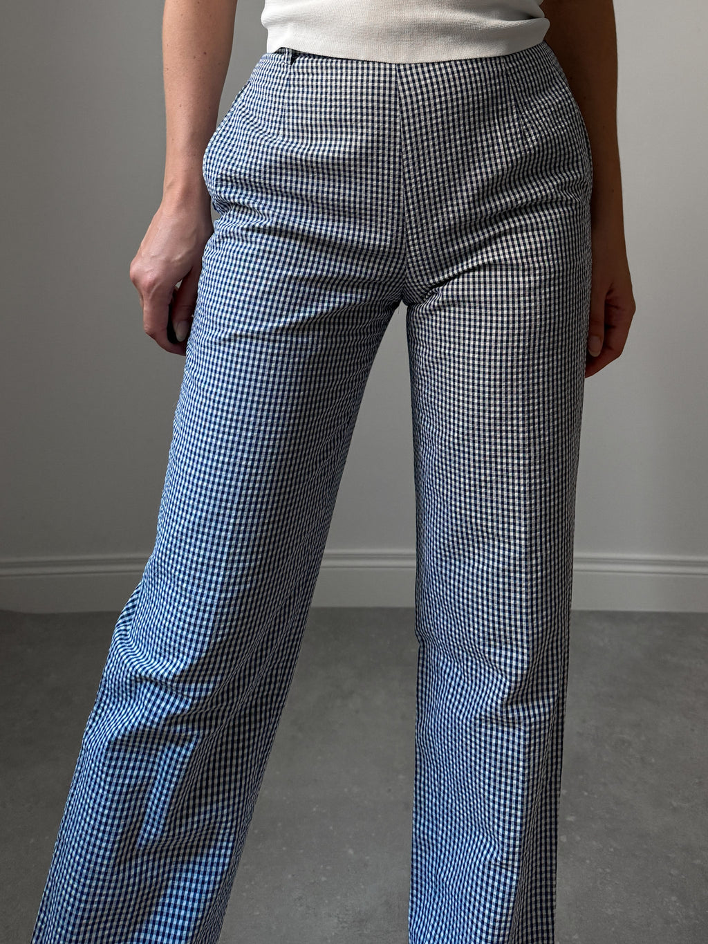 Cotton blue and white vichy pants