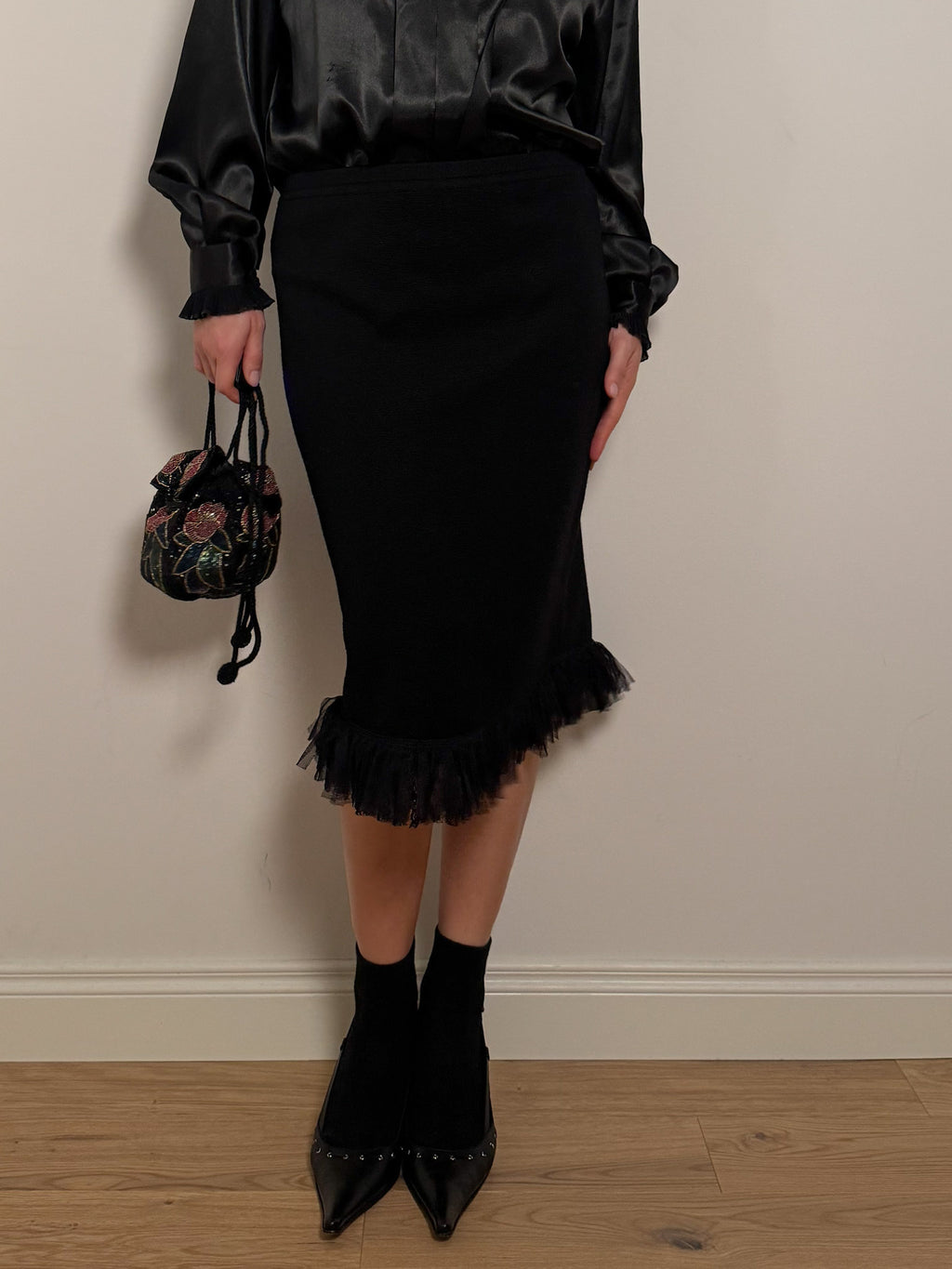 Pure wool black skirt