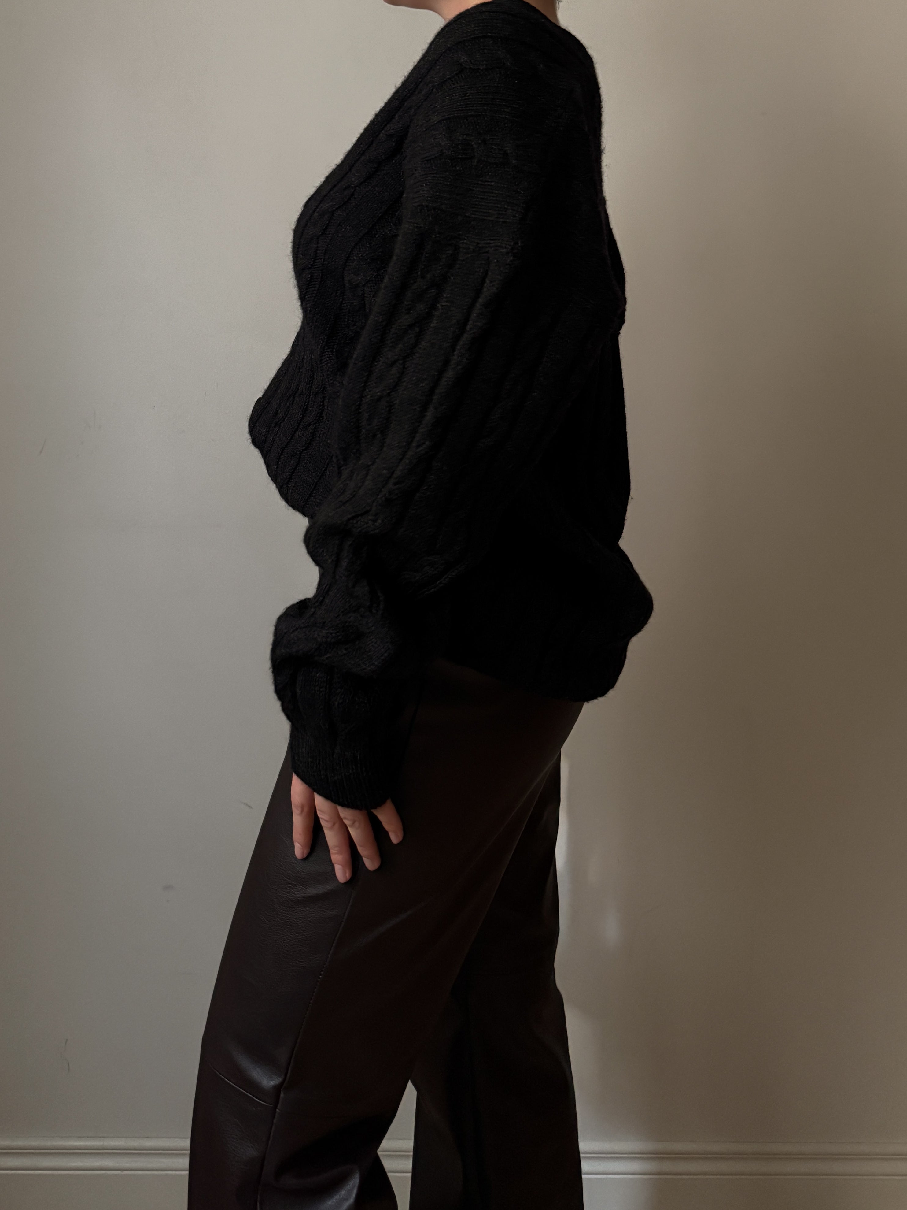 Pure wool anthracite cardigan