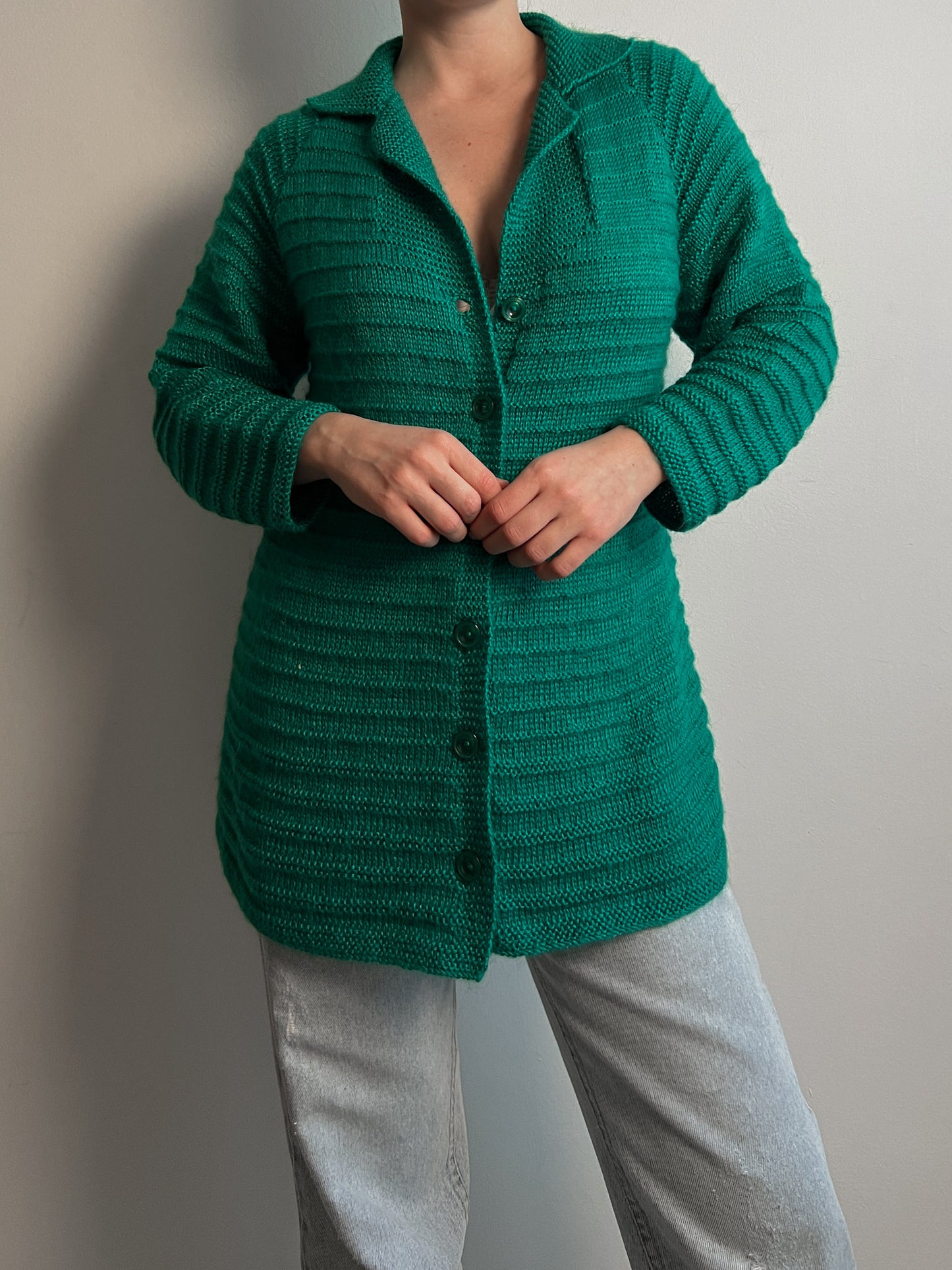 Wool and mohair green cardigan