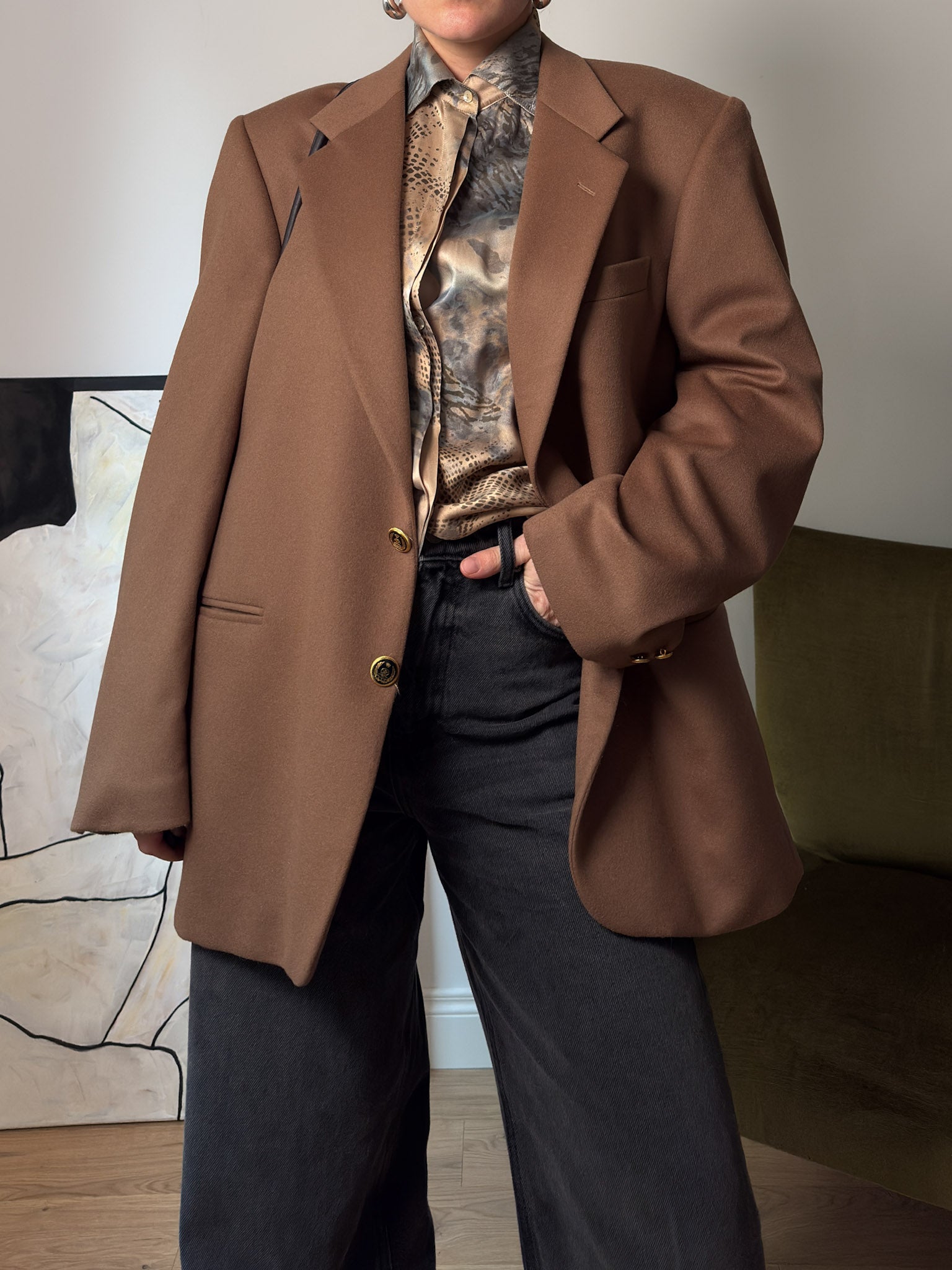 Lebole wool and cashmere camel blazer