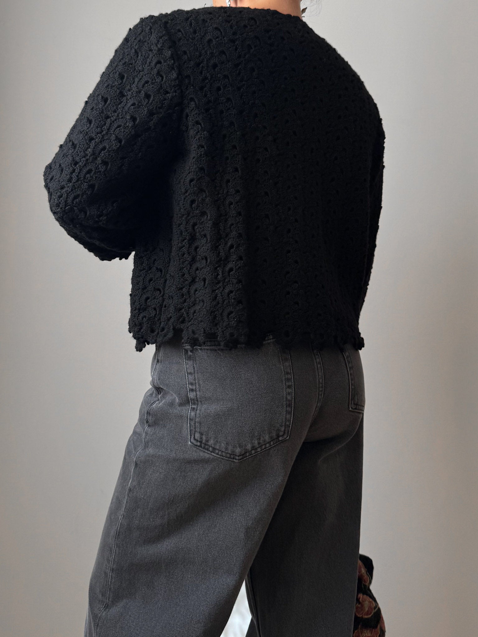Pure wool embroidered black jacket