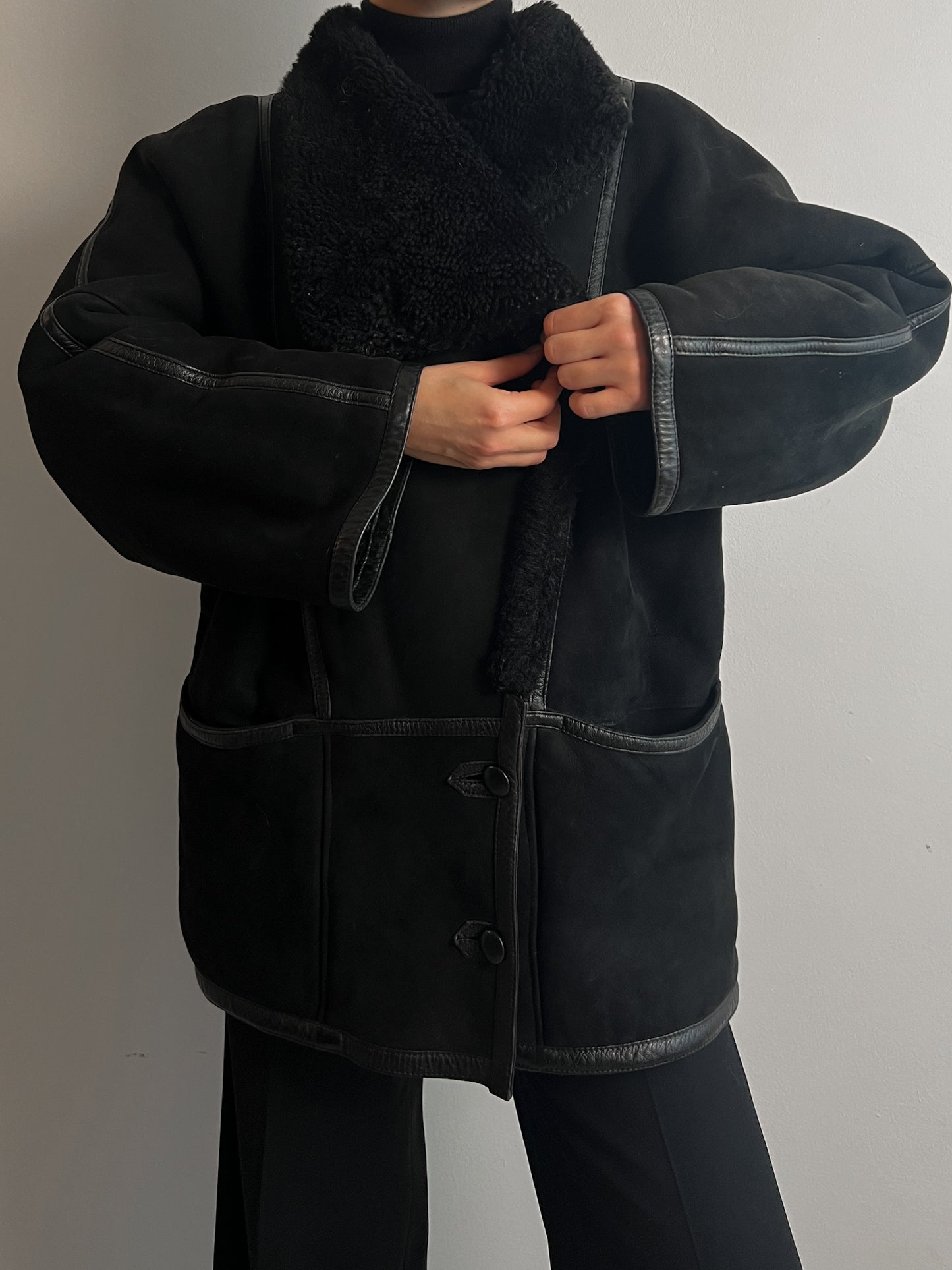 Vintage black Shearling coat