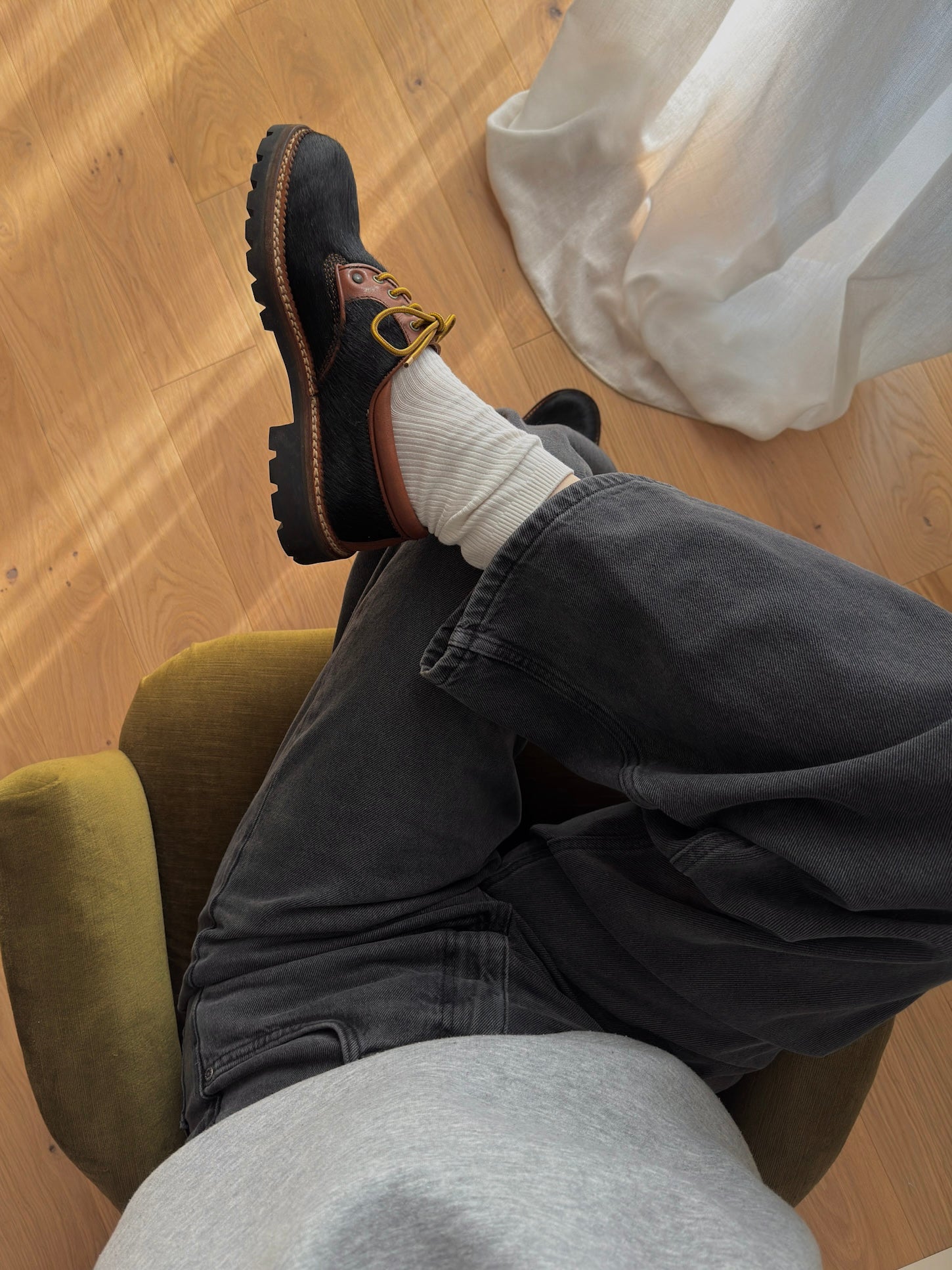 Leather and ponyskin shoes