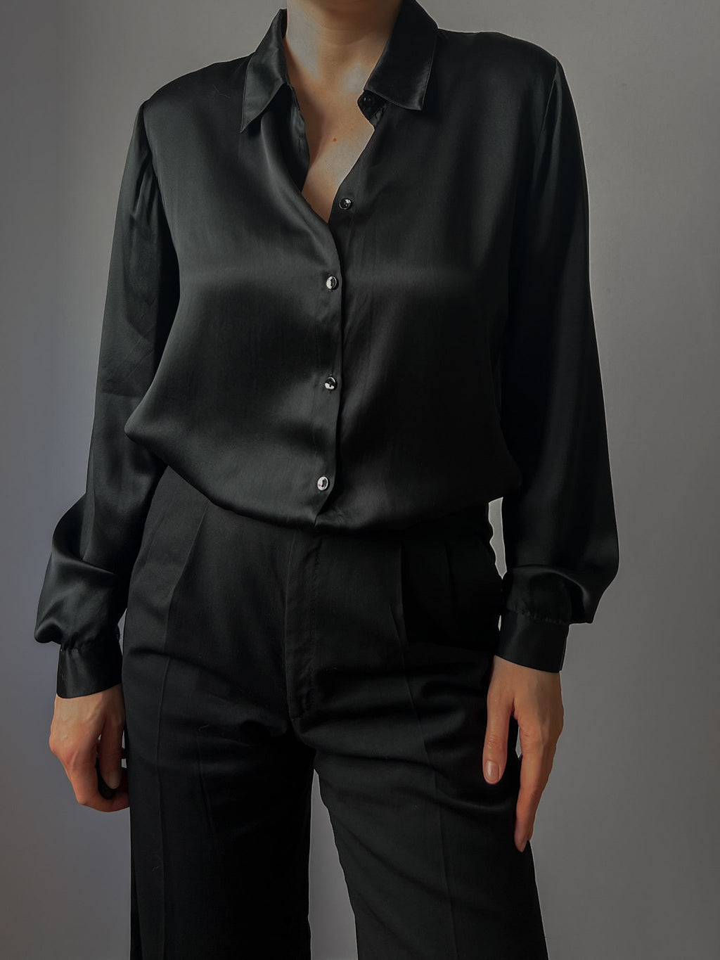 Pure silk black maxi shirt