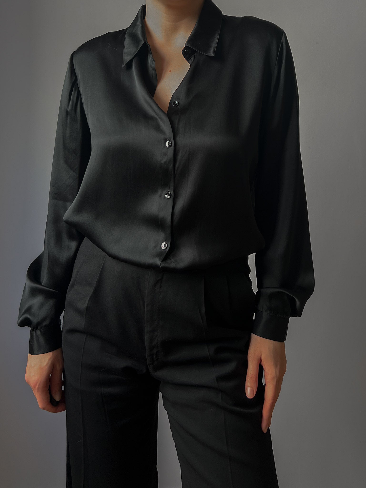 Pure silk black maxi shirt