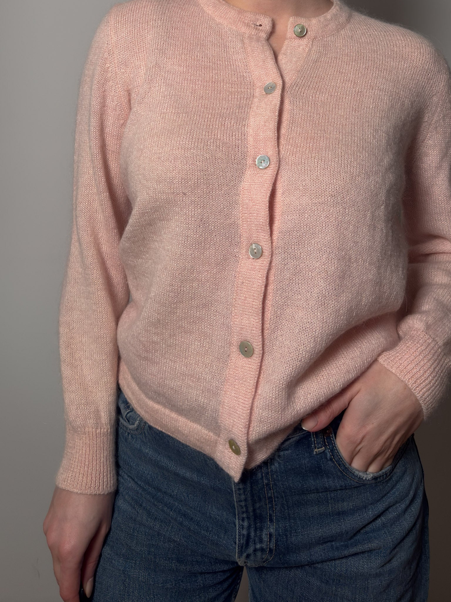 Pure wool pink cardigan