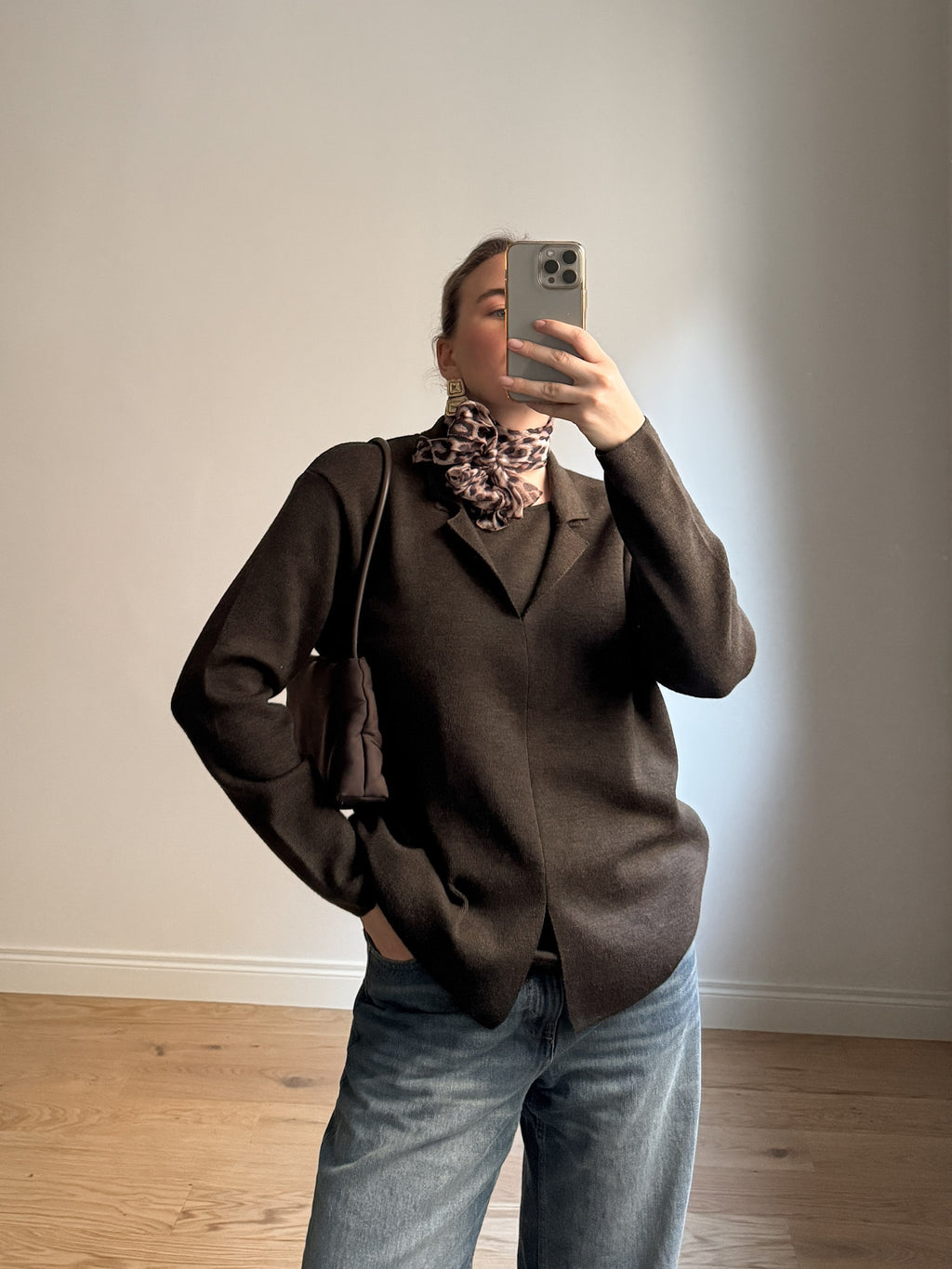 Pure merino wool brown pull