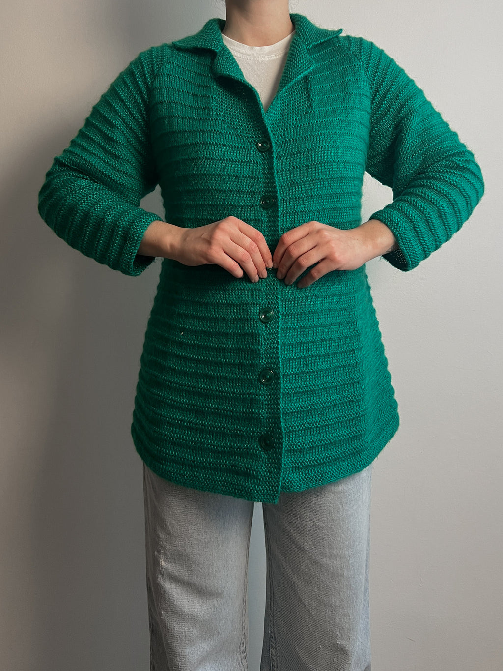 Wool and mohair green cardigan