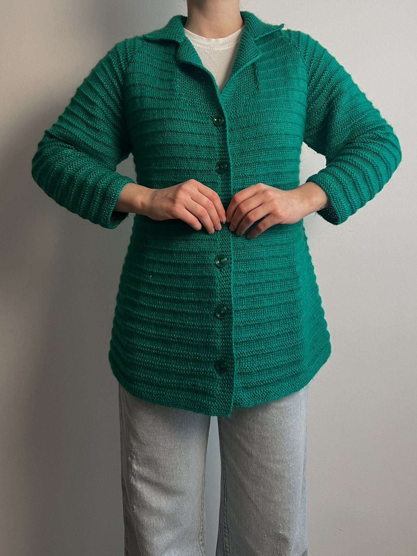 Wool and mohair green cardigan