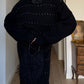 Lambswool, angora and strass black dress