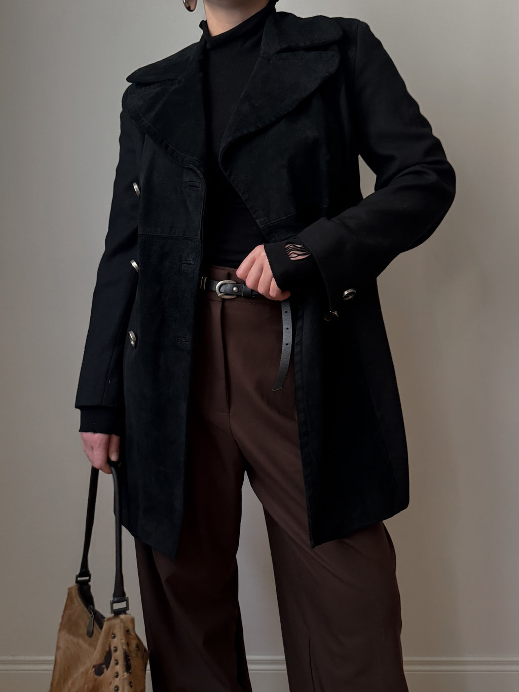 Suede and wool black jacket