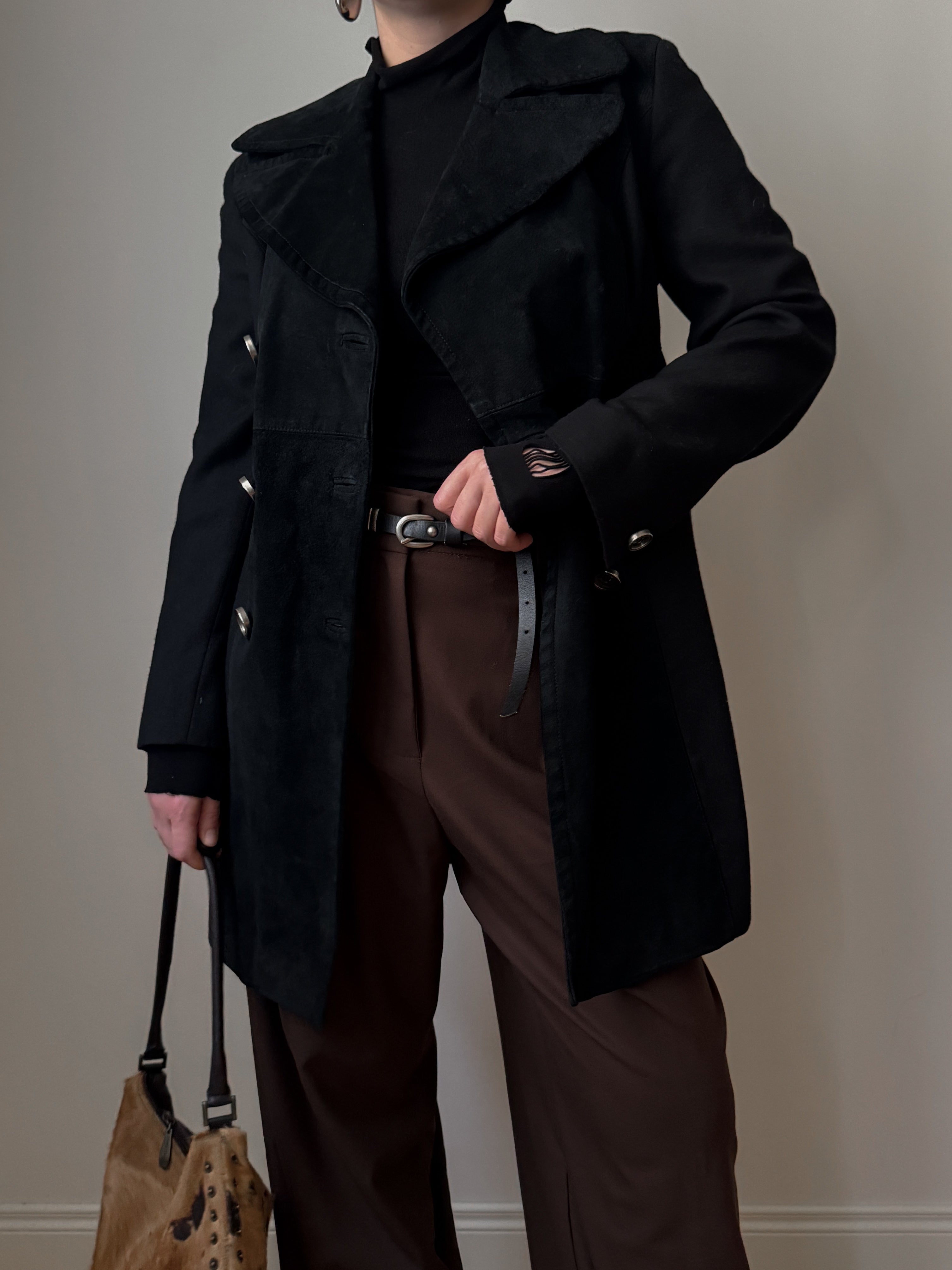 Suede and wool black jacket