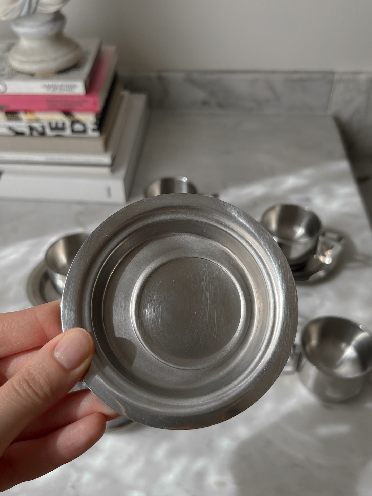 Tazzine e piattini da caffè in acciaio inox