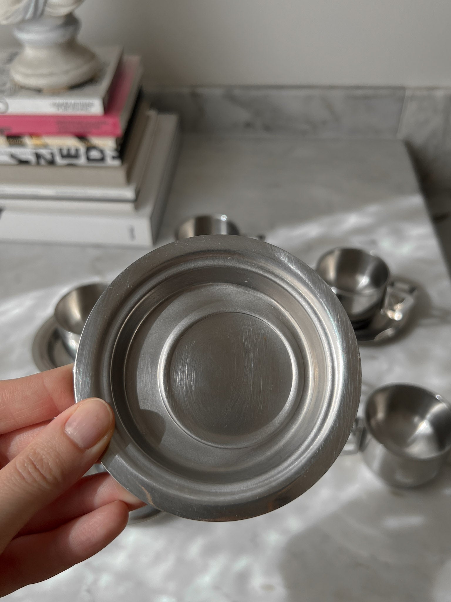 Tazzine e piattini da caffè in acciaio inox