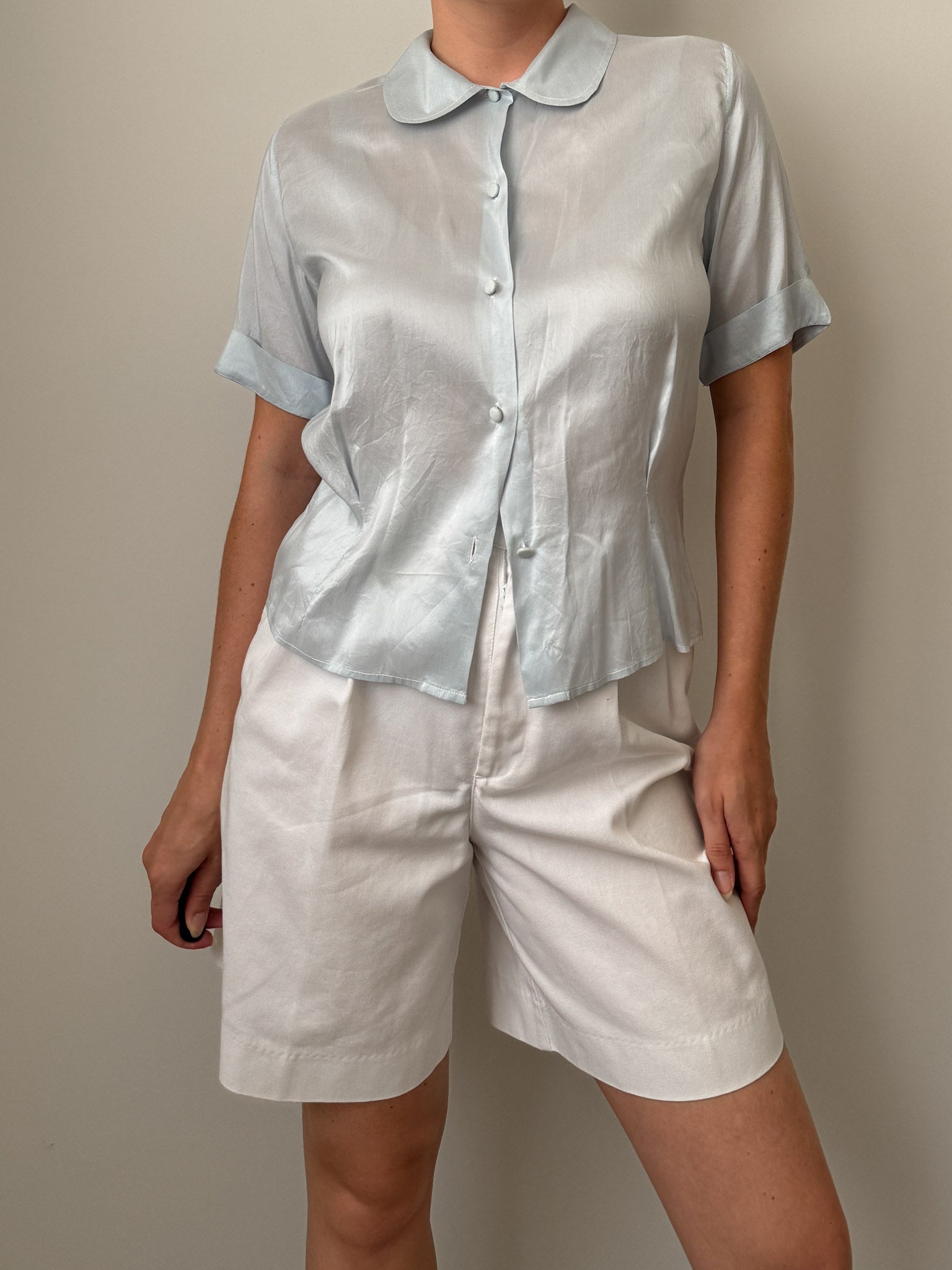 Benetton pure silk sky shirt