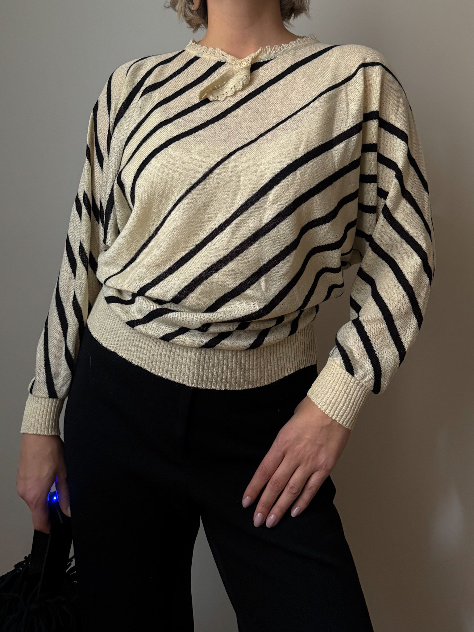 Black and white striped top