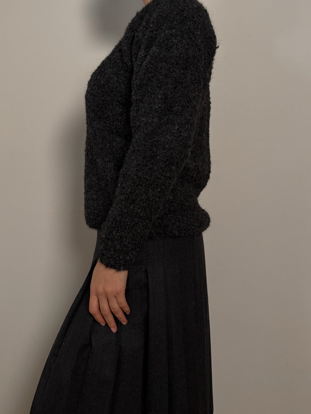 Bouclé wool anthracite pull