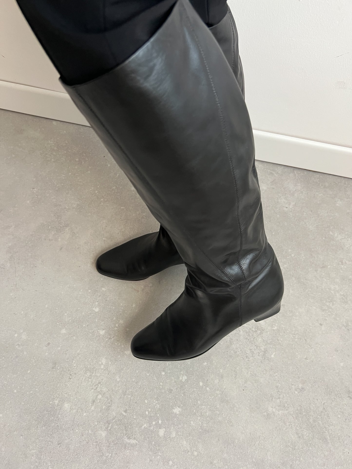 Genuine leather black boots