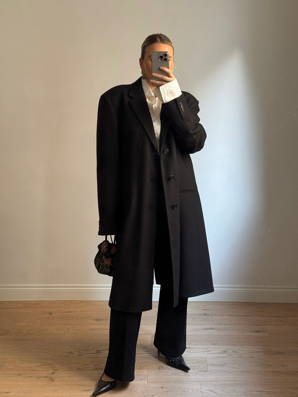 Lebole wool and cashmere black man coat