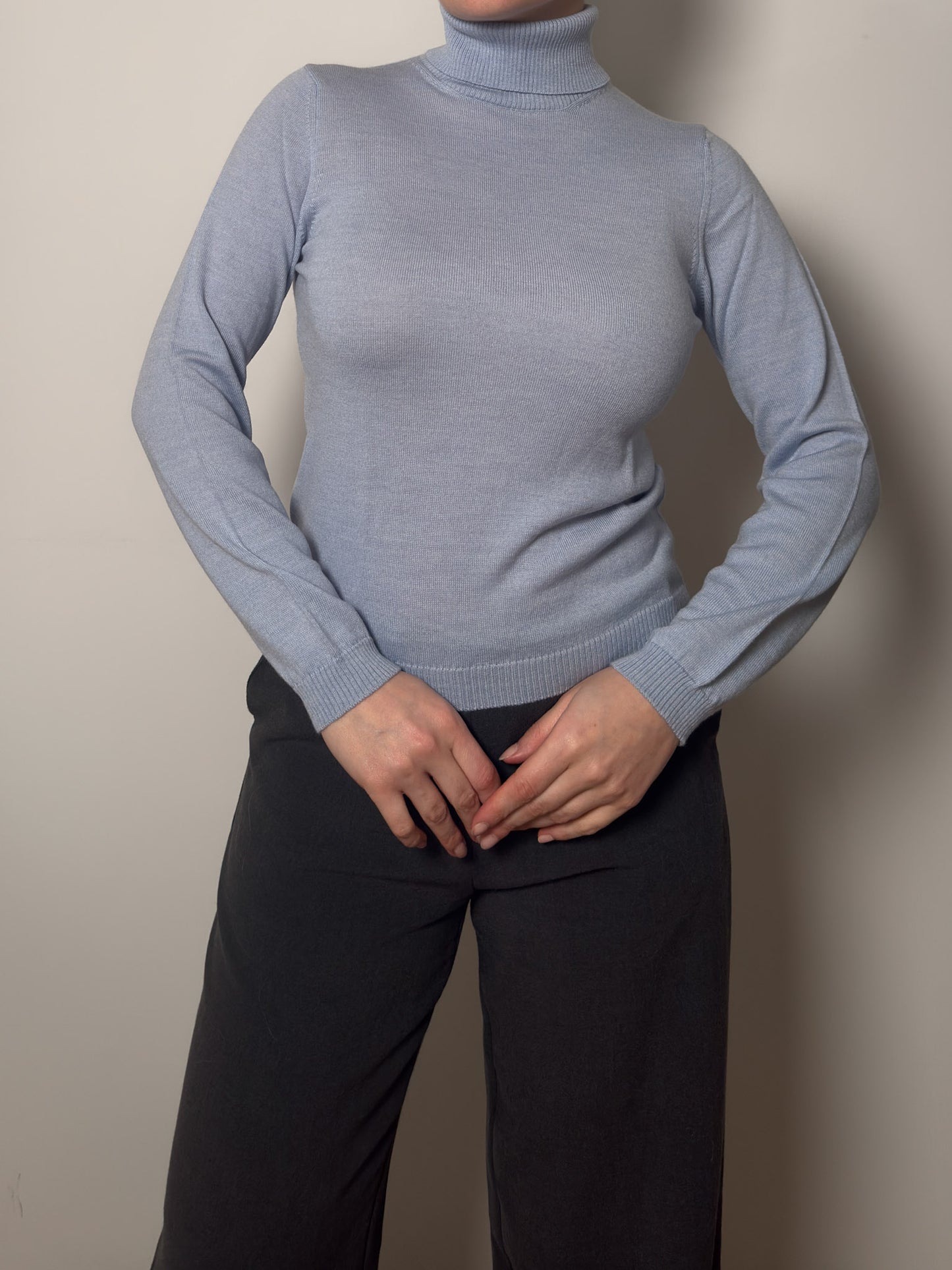 Pure merino wool sky turtleneck pull